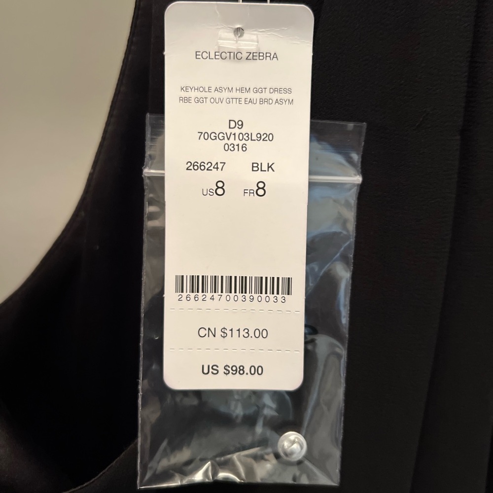 Bebé key hole black dress size 8. Brand new tags attached